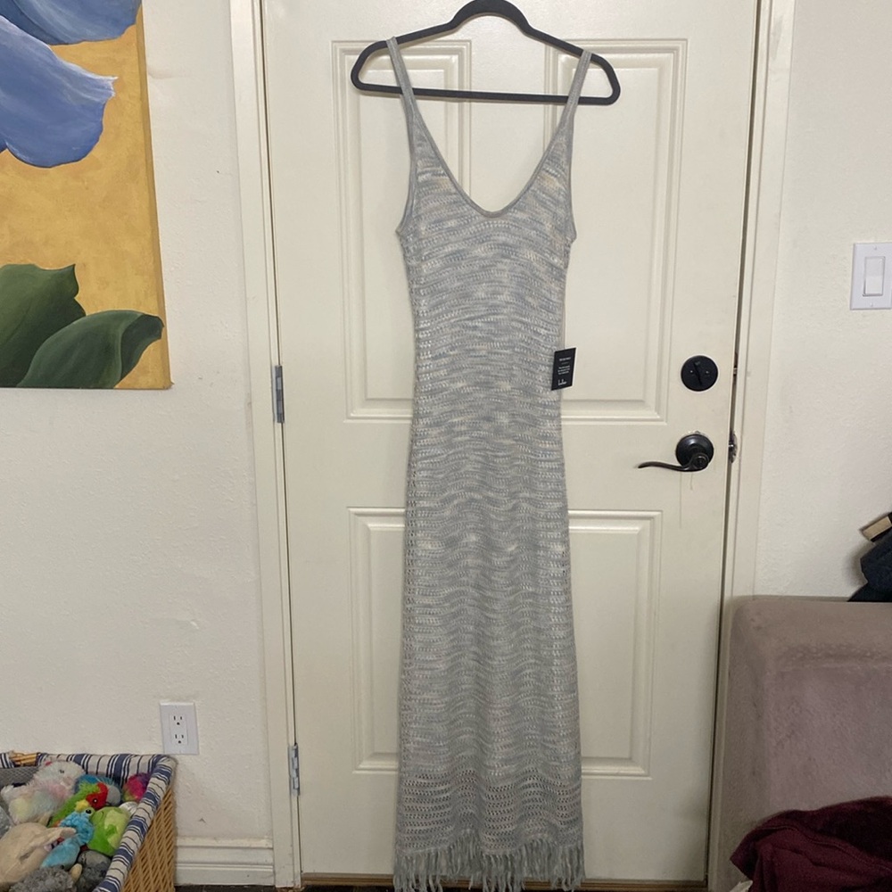 Lulu's Gray Knit Maxi Dress